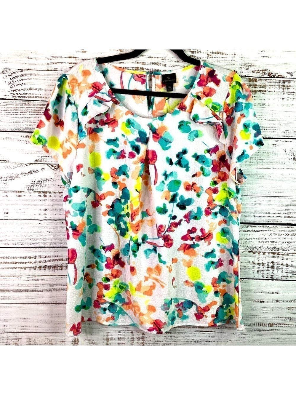 WORTHINGTON SIZE XL MULTICOLOR TOP FLORAL BLOUSE FALL NWT SPRING SUMMERβ